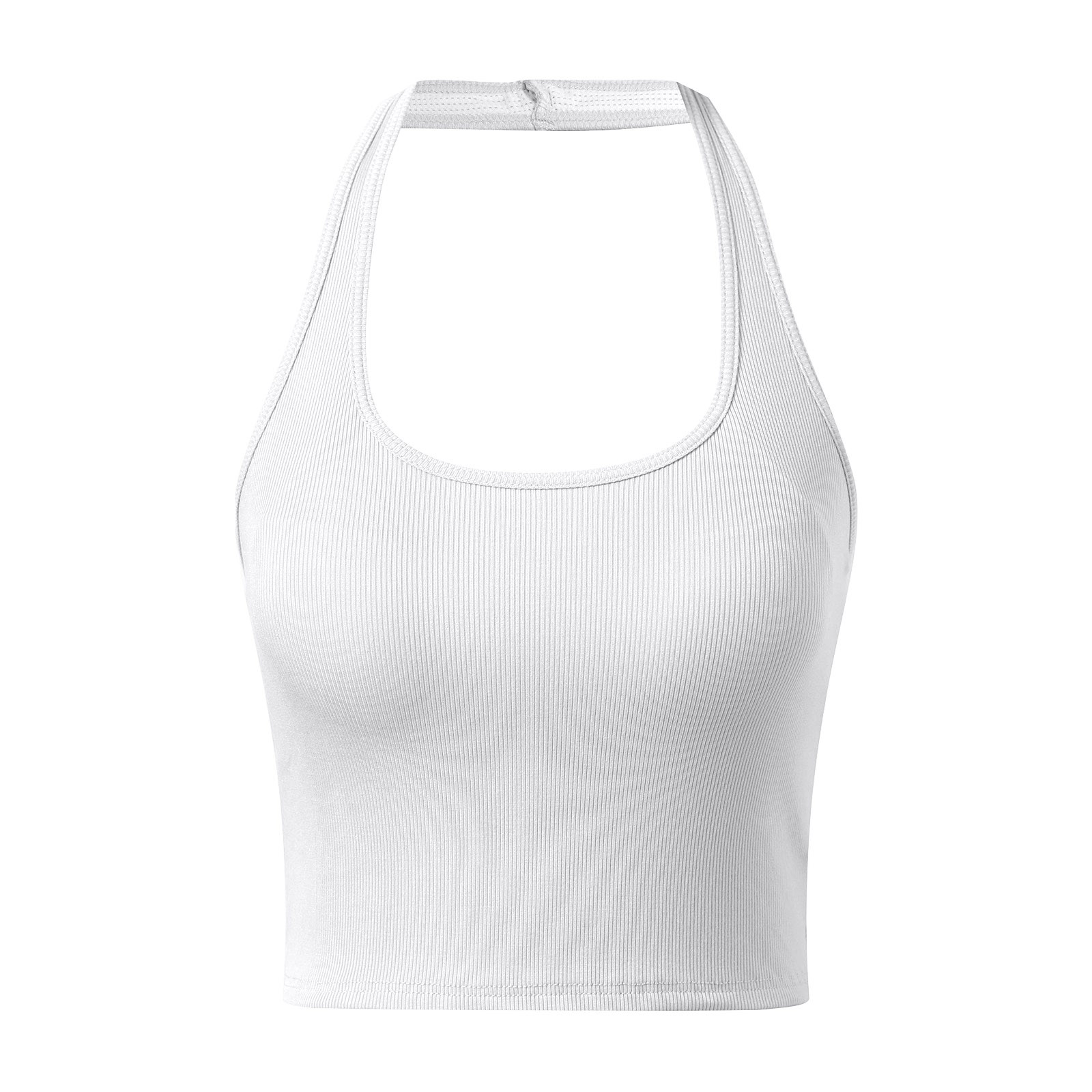 thumbnail image 1 of Camisetas sin mangas para mujer con sujetador incorporado, diseño con tirantes en el cuello, tejido transpirable, camisola informal de verano para interior y exterior., 1 of 3